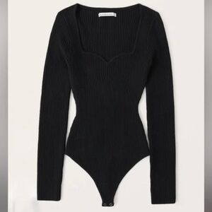 Abercrombie & Fitch Black Ribbed Bodysuit